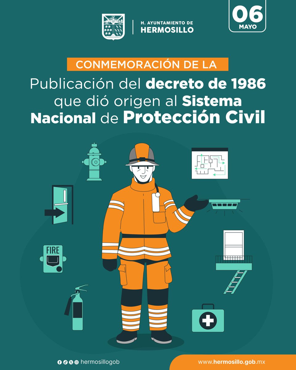 📅 Hoy conmemoramos el nacimiento del Sistema Nacional de Protección Civil (1986).
Protegemos 👨‍👩‍👧‍👦 la vida, 🏠 los bienes y 🌎 el entorno ante emergencias.

 ¡Súmate, infórmate y participa!
📞 En caso de emergencia, llama al 911.

#TodasYTodosSomosProtecciónCivil #TrabajoQueSeNota