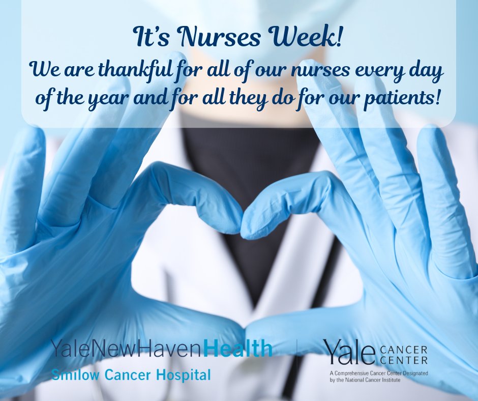 Smilow Cancer Hospital (@smilowcancer) on Twitter photo Today marks the start of #NursesWeek! We’re so thankful for our <a href="/SmilowCancer/">Smilow Cancer Hospital</a> nurses every day of the year and for all they do for our patients. How has a nurse made a difference in your life?
<a href="/YaleCancer/">Yale Cancer Center</a> <a href="/YaleMed/">Yale School of Medicine</a> <a href="/YNHH/">Yale New Haven Hosp</a> Today marks the start of #NursesWeek! We’re so thankful for our <a href="/SmilowCancer/">Smilow Cancer Hospital</a> nurses every day of the year and for all they do for our patients. How has a nurse made a difference in your life?
<a href="/YaleCancer/">Yale Cancer Center</a> <a href="/YaleMed/">Yale School of Medicine</a> <a href="/YNHH/">Yale New Haven Hosp</a>