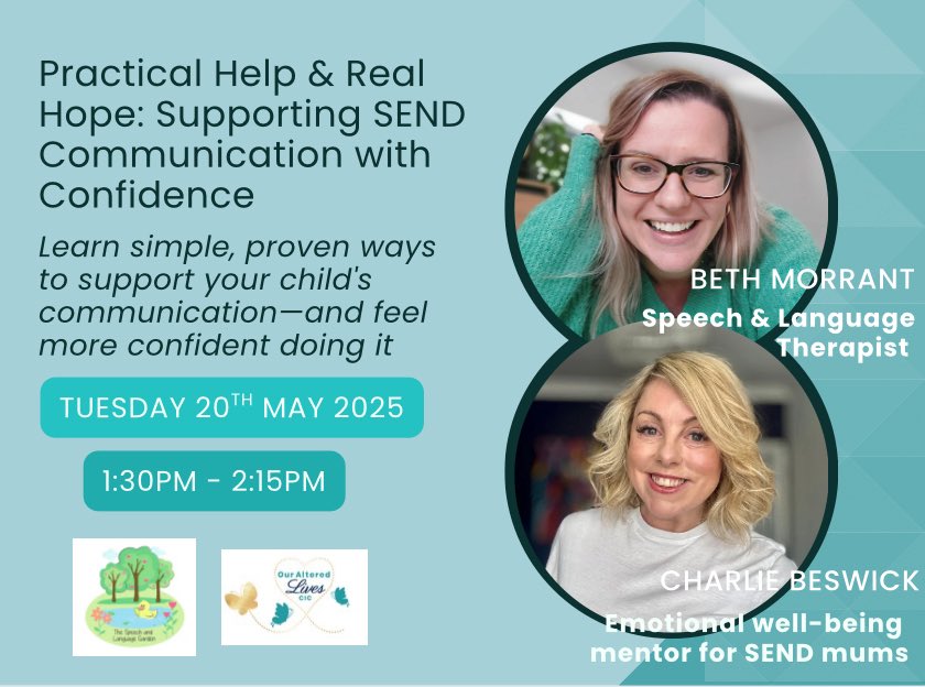 Join me and the fabulous Beth, as we give some practical advice and strategies to make life easier for everyone! 
The session is £20 and you’ll get access to the session (and us both!) for 30 days afterwards. 
Click here to book - …espeechandlanguagegarden.simplero.com/cart/228712-Su…