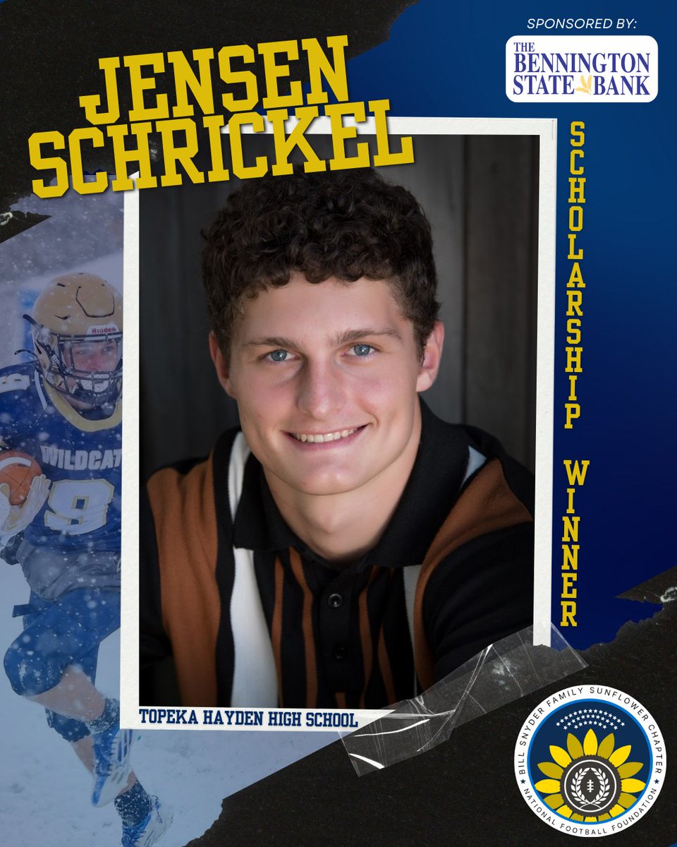 CoachBillSnyderFamily/SunflowerChapterNFF (@sunflowernff) on Twitter photo The <a href="/SunflowerNFF/">CoachBillSnyderFamily/SunflowerChapterNFF</a> proudly recognizes <a href="/HaydenHigh/">Hayden Catholic HS</a>'s <a href="/jschrickel9/">Jensen Schrickel</a> as one of its 12 scholar-athletes. We appreciate <a href="/BSBks/">Bennington State Bank</a> for sponsoring the award. <a href="/HaydenHigh_FB/">Hayden Catholic Football</a> <a href="/BCRAVEN_9/">Bill Arnold</a> The <a href="/SunflowerNFF/">CoachBillSnyderFamily/SunflowerChapterNFF</a> proudly recognizes <a href="/HaydenHigh/">Hayden Catholic HS</a>'s <a href="/jschrickel9/">Jensen Schrickel</a> as one of its 12 scholar-athletes. We appreciate <a href="/BSBks/">Bennington State Bank</a> for sponsoring the award. <a href="/HaydenHigh_FB/">Hayden Catholic Football</a> <a href="/BCRAVEN_9/">Bill Arnold</a>
