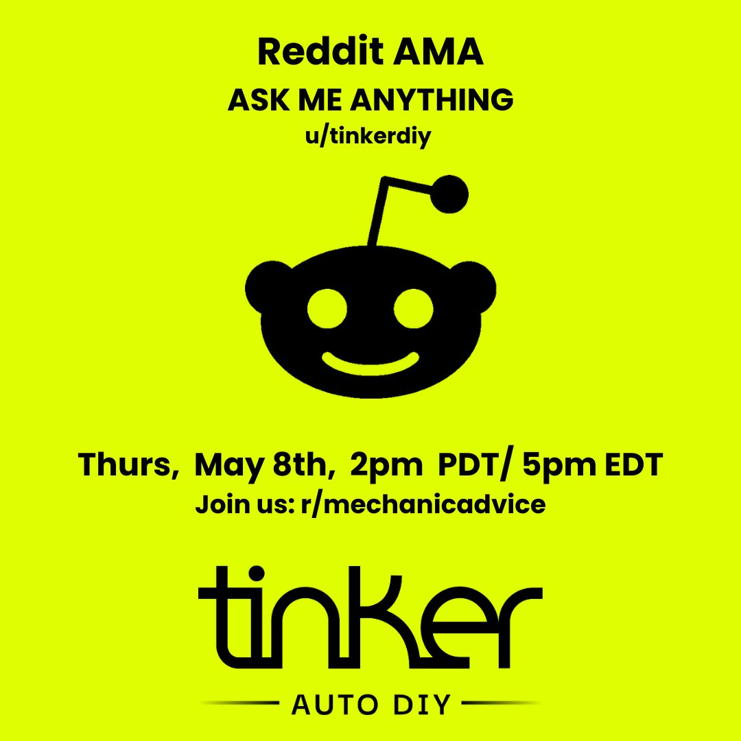 tinkerdiyapp's tweet image. Curious about Tinker, or just want to learn more about cars before you make your first call on the app?

Attend our Reddit AMA (Ask Me Anything) where you can ask two of our Tinker experts your auto related questions live!

This Thursday, May 8th, at 2pm PDT/ 5pm EDT
in the…
