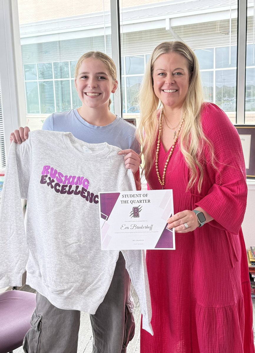Rachel Calhoun (@calhoun_re) on Twitter photo It’s Student of the Quarter time! This student is an AVID reader. It’s been hard to help her find books she hasn’t read which is a good problem to have! On top of that she sets a wonderful example of being kind and working hard! <a href="/ProsperRushing/">Rushing Middle School</a> It’s Student of the Quarter time! This student is an AVID reader. It’s been hard to help her find books she hasn’t read which is a good problem to have! On top of that she sets a wonderful example of being kind and working hard! <a href="/ProsperRushing/">Rushing Middle School</a>