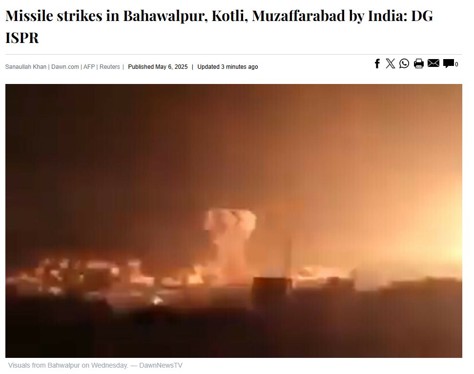 ANI's tweet photo. Inter-Services Public Relations (ISPR) Director General Lt Gen Ahmed Sharif Chaudhry said missile strikes were fired by India at Kotli, Bahwalpur and Muzaffarabad in a “cowardly attack” amid intense tensions between the two countries in the wake of a militant attack in occupied Kashmir, reports Pakistan's Dawn news
