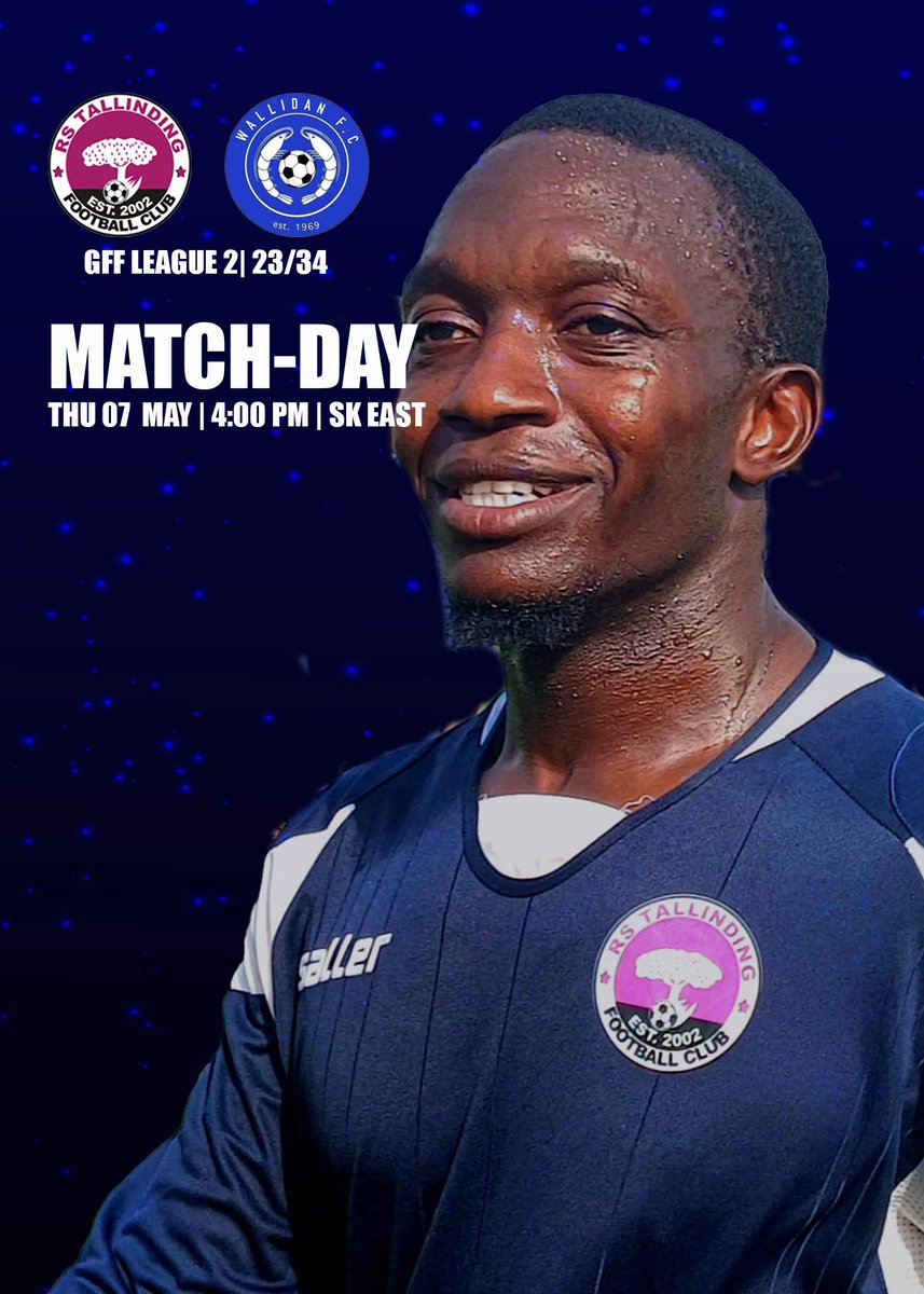 rstallindingfc's tweet photo. Match-Day 23
We host Wallidan in match week 23 of the Gambia Football Federation Division League Two tomorrow at the Serrekunda East Mini Stadium.
Good Luck! #BufferZoneBoys
#MTCH23 #RSTWAL #GFFL2 https://t.co/jfA8LEBfha