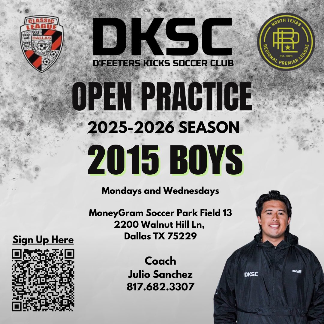 DKSC_Julio's tweet photo. DKSC 2015B is here, and we’re ready to grow. If you’re looking for a competitive team with ambition and heart, this is your chance. Open practices are happening now—don’t miss out! 

Contact Coach Julio Sanchez for details: 817.682.3307 

#dksc2015b #2015boyssoccer #classicleague https://t.co/w8fJls10Tw