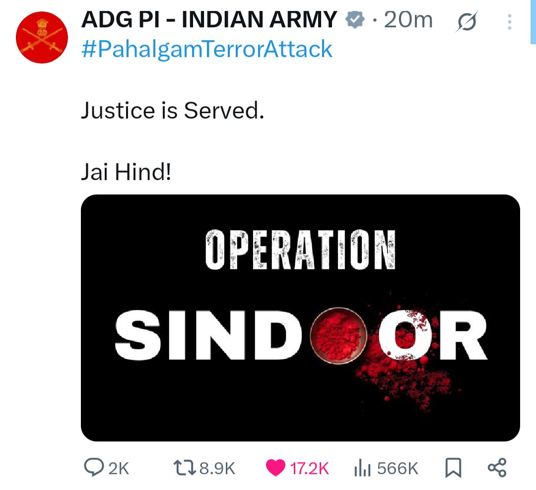 TathyaManthan's tweet photo. भारतीय सेना ने लांच किया "ऑपरेशन सिंदूर", POK के अंदर 9 आतंकी ठिकानों पर बरसाये गए मिसाईल

#PahlgamTerrorAttack
#OperationSindoor https://t.co/S7Xycm6Z7T