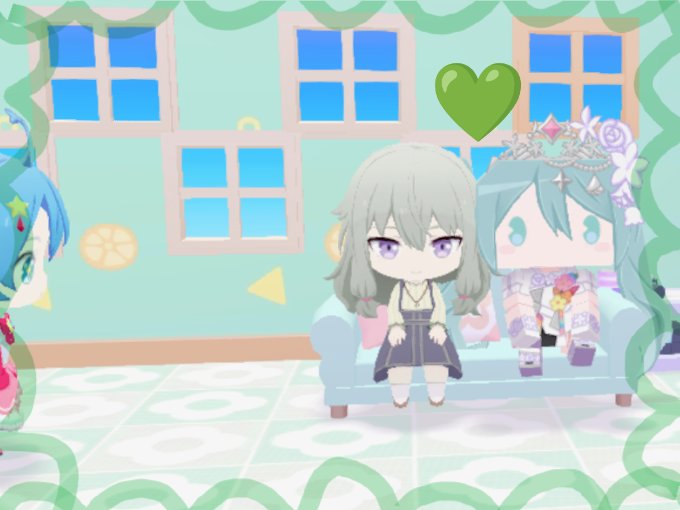 prsk_0720's tweet photo. 寧々ちゃんとグリーティング💚
一緒に座れた！かわいすぎるし優しくてダイスコ！
WLのイラスト楽しみだなー。ガチャは引けません泣
ごめんなさい😫 https://t.co/iLFkz6oNdg