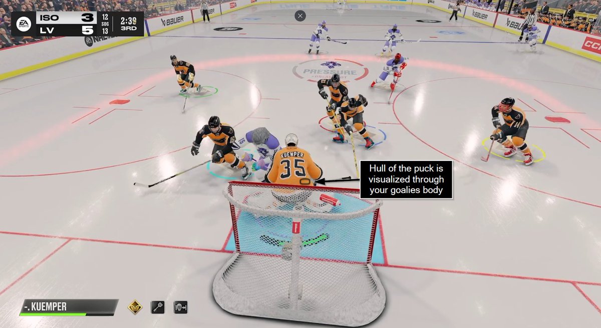 EASHL Goalies:

Would you benefit from being able to see the hull of a puck through your own goalies' body?