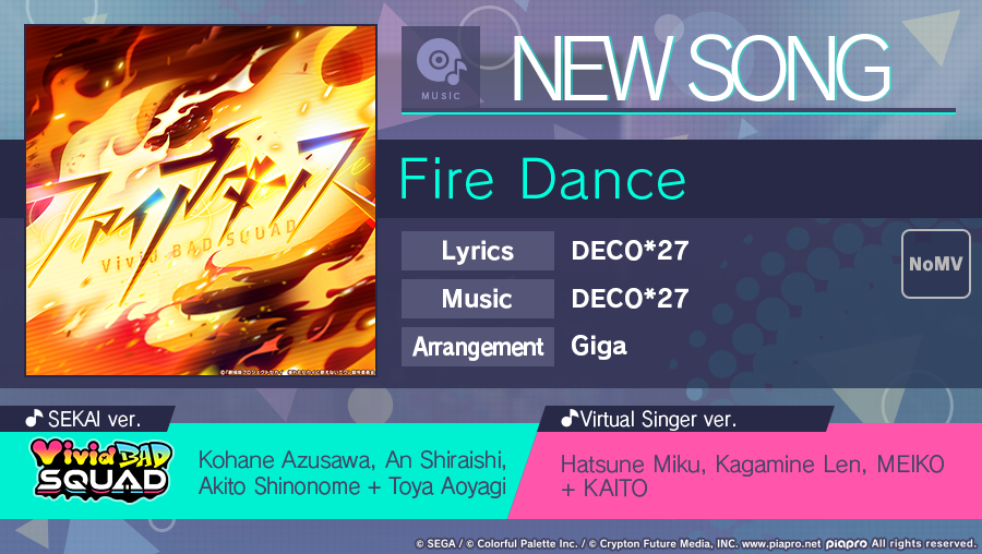ColorfulStageEN's tweet photo. Song of the Day:

"Fire Dance" by DECO*27

Group: Vivid BAD SQUAD https://t.co/RsNvojOSs7