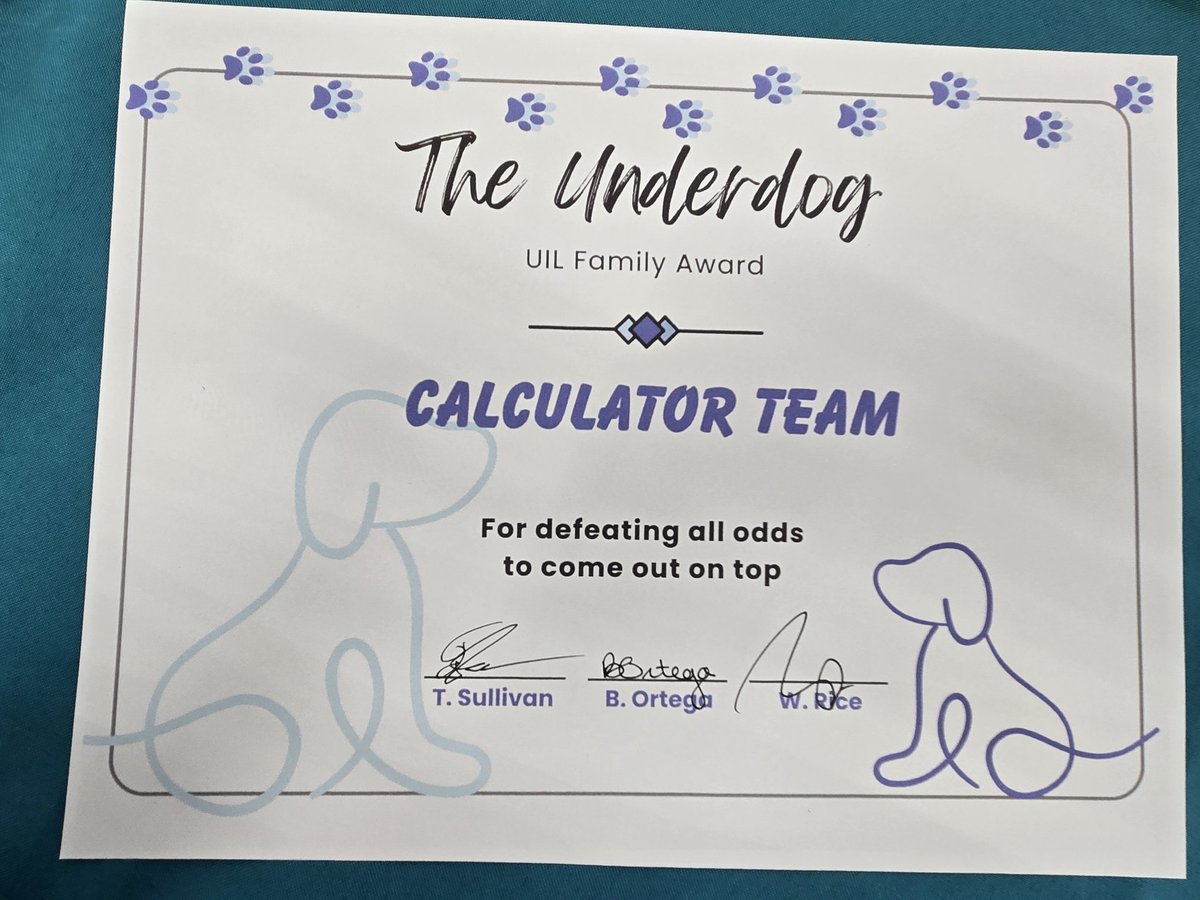 Congratulations to Mr. Lee &amp; his UIL Calculator Team! They won the Underdog Award, Mr. Lee won the Double Agent Award for becoming not just a UIL parent but a coach as well, and we celebrated Trip becoming a UIL officer next year and Long's senior awards. #UIL #awardsnight