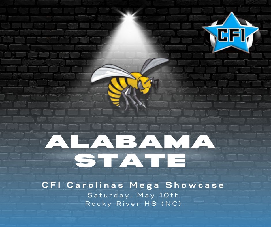 CFI Showcase Camps (@cfishowcases) on Twitter photo CFI Showcases is excited to announce that Alabama State University will be on-site at the CFI Carolinas Mega Showcase on May 10th at Rocky River HS! CFI Showcases is excited to announce that Alabama State University will be on-site at the CFI Carolinas Mega Showcase on May 10th at Rocky River HS!