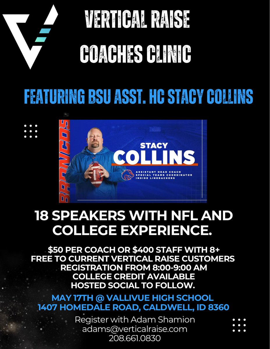 Adam Shamion (@coach_shamion) on Twitter photo We have a BIG TIME speaker list! Excited for this event! <a href="/gorockyfootball/">Rocky Football</a> <a href="/MavsFB/">MountainViewFootball</a> <a href="/BoiseTropics/">Boise Tropics</a> <a href="/RAREAcademyID/">RARE Academy</a> <a href="/BoiseFootball/">BoiseBravesFootball</a> <a href="/BorahFootball/">Borah Lions Football</a> <a href="/VallivueAD/">Vallivue High School Athletics</a> <a href="/NampaFootball/">Nampa High Football</a> <a href="/BKKnightsFB/">Bishop Kelly Football</a> <a href="/GurkhaStick/">Capital Football</a> <a href="/NampaChristian/">Nampa Christian</a> <a href="/rigbyfbl/">Rigby Football</a> <a href="/KaizenQB/">KAIZEN QB ACADEMY</a> <a href="/joelgclark/">Joel Clark</a> <a href="/coachmikeiupati/">Mike Iupati</a> We have a BIG TIME speaker list! Excited for this event! <a href="/gorockyfootball/">Rocky Football</a> <a href="/MavsFB/">MountainViewFootball</a> <a href="/BoiseTropics/">Boise Tropics</a> <a href="/RAREAcademyID/">RARE Academy</a> <a href="/BoiseFootball/">BoiseBravesFootball</a> <a href="/BorahFootball/">Borah Lions Football</a> <a href="/VallivueAD/">Vallivue High School Athletics</a> <a href="/NampaFootball/">Nampa High Football</a> <a href="/BKKnightsFB/">Bishop Kelly Football</a> <a href="/GurkhaStick/">Capital Football</a> <a href="/NampaChristian/">Nampa Christian</a> <a href="/rigbyfbl/">Rigby Football</a> <a href="/KaizenQB/">KAIZEN QB ACADEMY</a> <a href="/joelgclark/">Joel Clark</a> <a href="/coachmikeiupati/">Mike Iupati</a>