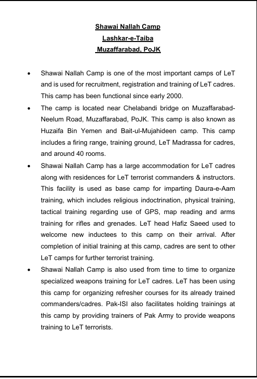 ANI's tweet photo. #OperationSindoor | 8. Shawai Nallah Camp is one of the most important camps of LeT  and is used for recruitment, registration and training of LeT cadres.  This camp has been functional since early 2000:Sources to ANI https://t.co/OAVjVR1WFu