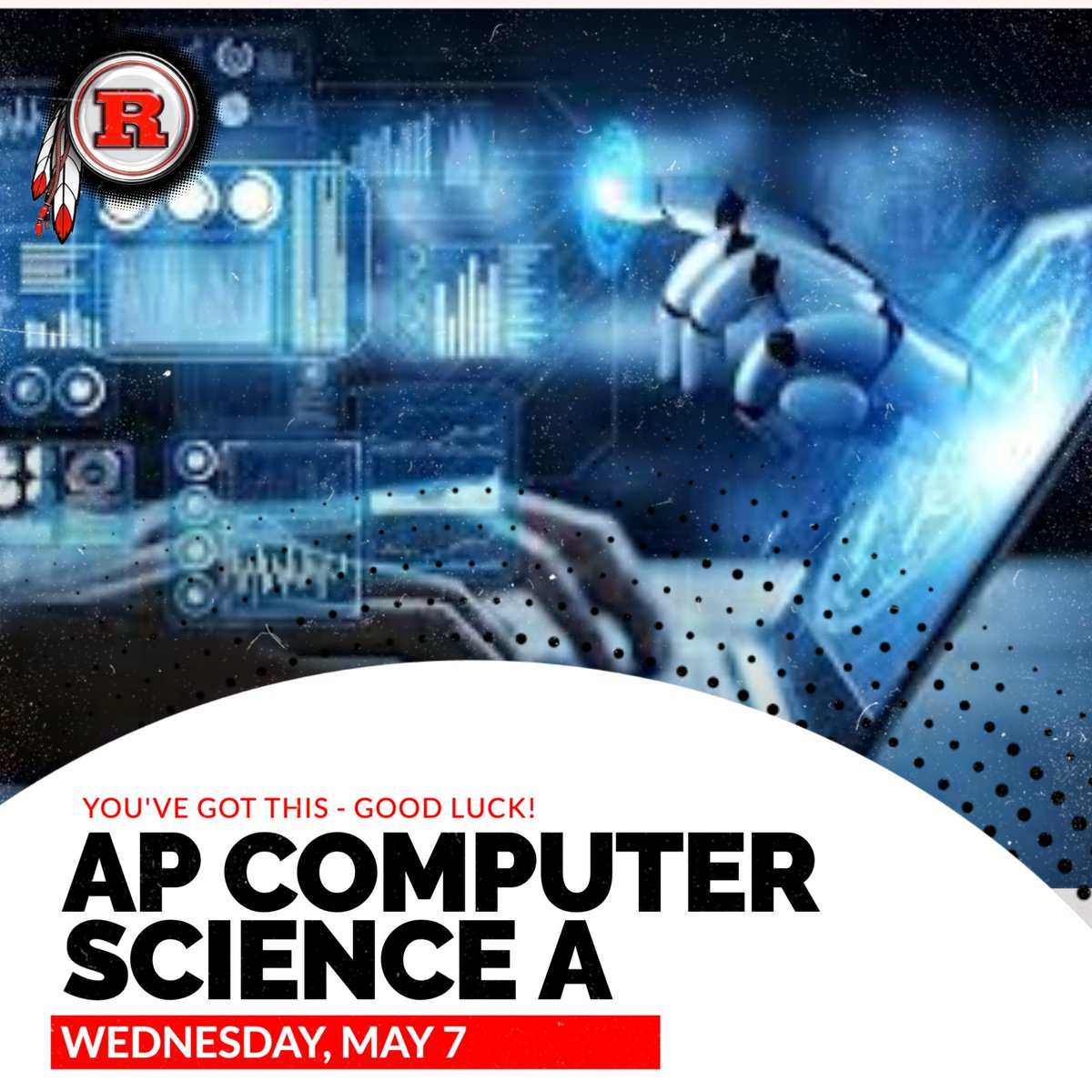RHSSuperFan's tweet image. Tomorrow afternoon, things need to compute! Good luck AP Comp Sci wizards! May your logic be flawless, your syntax error-free, and your recursion never infinite. Time to code your way to victory! 💻🧠🚀 #RiponIndians #APCompSci