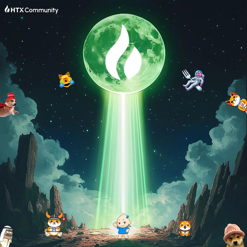 HTXCommunity's tweet photo. GM, the $HTX beam is calling all #memecoins to the moon 🌕🚀Are you ready to ride the green light? 💚✨ https://t.co/xrz0DBu8Jg