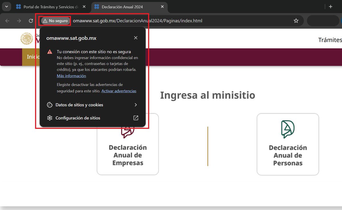 Chava_IT's tweet image. Una de las razones por las cuales urge una #LeydeCiberseguridad es para poder tener bases sólidas y exigir entidades críticas como @SATMX #SAT estén al día en el tema de proteger los datos críticos de los Ciudadanos @colosioriojas , sus sitios no cuentan con #Certificados de…