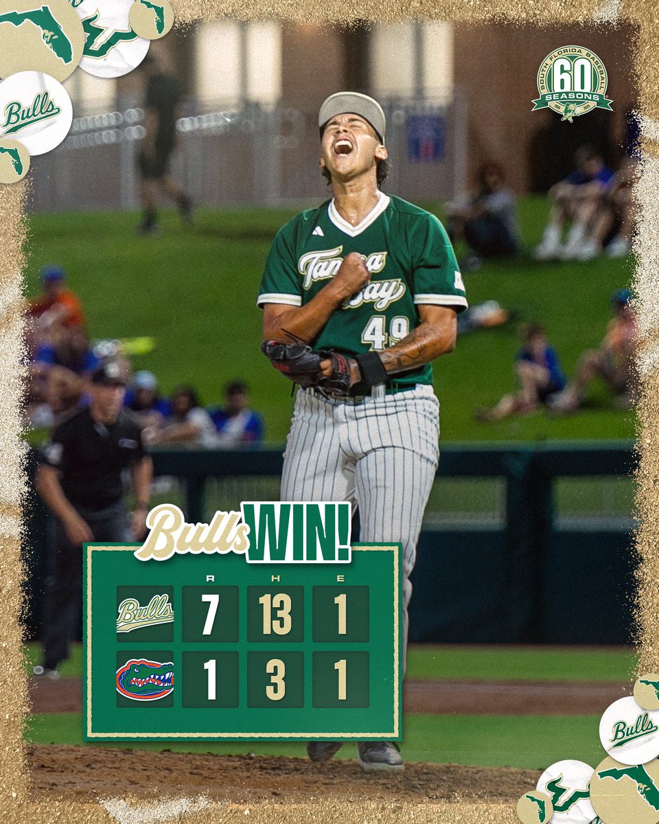 Great win over the Gators in Gainesville for <a href="/USFBaseball/">USF Baseball</a> ! 🤘⚾️
