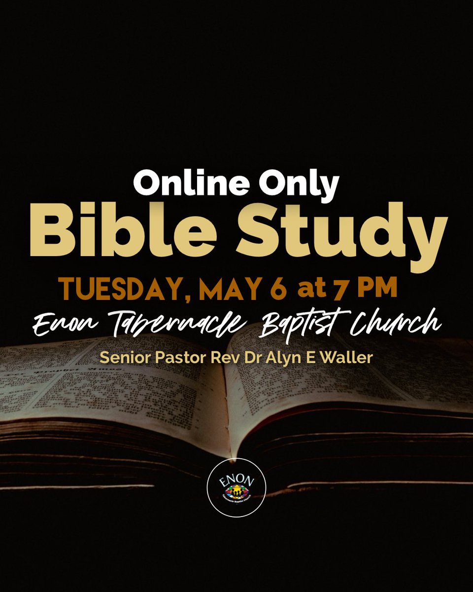 Bible study is online only today and not in person. Join us at 7 PM on Facebook or YouTube 🙏🏾