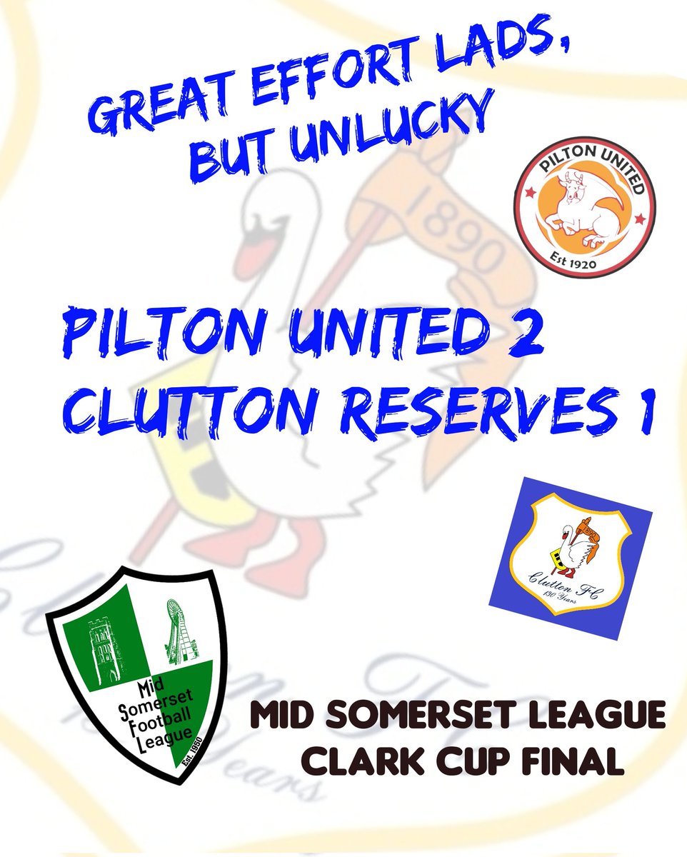 Clutton FC (@uptheswans) on Twitter photo <a href="/uptheswans/">Clutton FC</a>
<a href="/Official_MSFL/">Mid-Somerset Football League</a> Clark Cup Final at <a href="/Mallet_AFC/">Shepton Mallet AFC</a>
Well played <a href="/afc_pilton/">Pilton United Football Club</a>. Great bunch of lads, enjoy your win. Really enjoyed the games against you this season, see you next. <a href="/uptheswans/">Clutton FC</a>
<a href="/Official_MSFL/">Mid-Somerset Football League</a> Clark Cup Final at <a href="/Mallet_AFC/">Shepton Mallet AFC</a>
Well played <a href="/afc_pilton/">Pilton United Football Club</a>. Great bunch of lads, enjoy your win. Really enjoyed the games against you this season, see you next.
