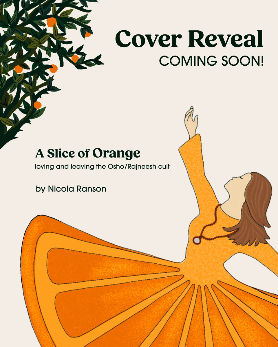 The last tease until the COVER REVEAL! Here's the allure, the playfulness, the utopian dream of the #osho #rajneesh community. Will the full cover reflect the cult that poisoned hundreds of people? "A Slice of Orange" by Nicola Ranson <a href="/UnsolicitedP/">Unsolicited Press</a> 12/26. 
#WritingCommunity