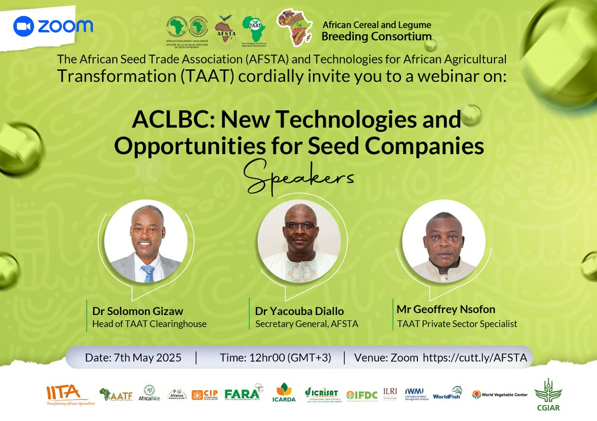 Atâyi Babs (@atayibabs) on Twitter photo Only 1 day left before … #ACLBC webinar kicks off. Wednesday, 7th May 2025, at 12 noon (GMT+3). Click to participate: cutt.ly/AFSTA #JoinACLBC
#AFSTA
#EngageTAAT to #FeedAfrica <a href="/AfDB_Group/">African Development Bank Group</a> <a href="/AFSTA_Seed/">African Seed AFSTA</a> <a href="/SeedFed/">International Seed Federation</a> <a href="/Taat_Africa/">#Technologies to #FeedAfrica</a> Only 1 day left before … #ACLBC webinar kicks off. Wednesday, 7th May 2025, at 12 noon (GMT+3). Click to participate: cutt.ly/AFSTA #JoinACLBC
#AFSTA
#EngageTAAT to #FeedAfrica <a href="/AfDB_Group/">African Development Bank Group</a> <a href="/AFSTA_Seed/">African Seed AFSTA</a> <a href="/SeedFed/">International Seed Federation</a> <a href="/Taat_Africa/">#Technologies to #FeedAfrica</a>