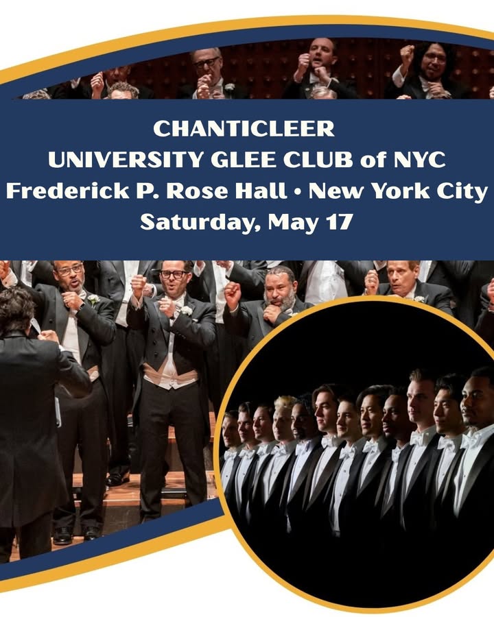 Chanticleer (@chanticleersf) on Twitter photo New York City! Join us on Saturday, May 17, at Jazz at Lincoln Center’s beautiful Frederick P. Rose Hall for a concert of choral classics with <a href="/ugcofnyc/">University Glee Club of NYC</a>.
🎶 Details & tickets ▶️ bit.ly/3SpGjCi New York City! Join us on Saturday, May 17, at Jazz at Lincoln Center’s beautiful Frederick P. Rose Hall for a concert of choral classics with <a href="/ugcofnyc/">University Glee Club of NYC</a>.
🎶 Details & tickets ▶️ bit.ly/3SpGjCi