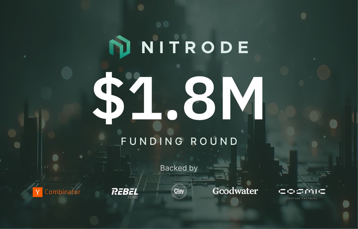 We <a href="/GetNitrode/">Nitrode</a> are proud to announce a 1.8M round led by <a href="/RebelFund_VC/">RebelFundVC</a>  and Rebel Maiora Ventures with participation from <a href="/ycombinator/">Y Combinator</a>, Clay VC, Cosmic Venture Partners, <a href="/GoodwaterCap/">Goodwater</a>, Eight Capital, Tekedia Capital, and our amazing angels. 🥳
