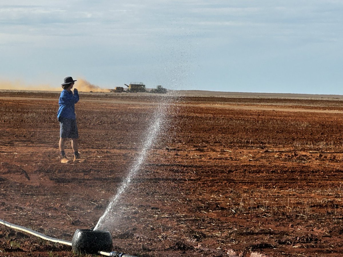Dry sowing is the go in the Central West of WA at the moment, here our team is planting Time of Sowing trials for wheat breeders at AGT. Irrigation for early TOS reqd. 🌾💦🐪