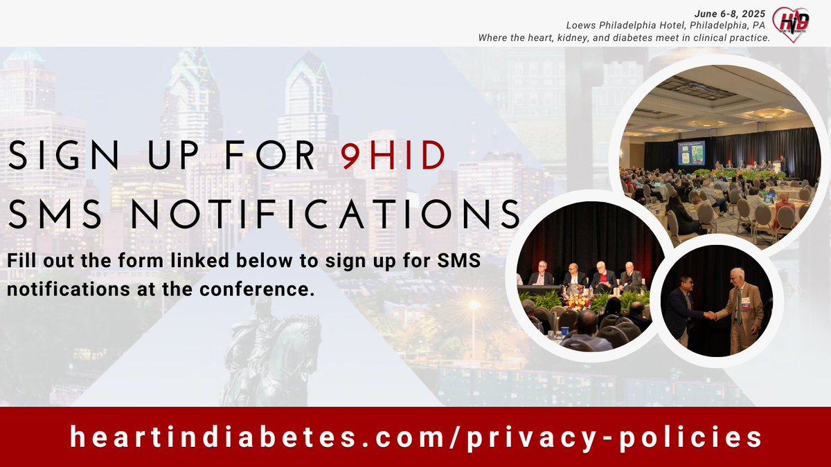 Heart in Diabetes π« (@heartindiabetes) on Twitter photo Want to receive SMS updates for the 9th Annual HID Conference?
Sign up at heartindiabetes.com/privacy-polici⦠to get notified on important day-of-conference updates!
#9thHeartinDiabetes #HID2025 #CME #MedEd #MedicalConference #HID25 #MedicalEducation #Diabetes Want to receive SMS updates for the 9th Annual HID Conference?
Sign up at heartindiabetes.com/privacy-polici⦠to get notified on important day-of-conference updates!
#9thHeartinDiabetes #HID2025 #CME #MedEd #MedicalConference #HID25 #MedicalEducation #Diabetes