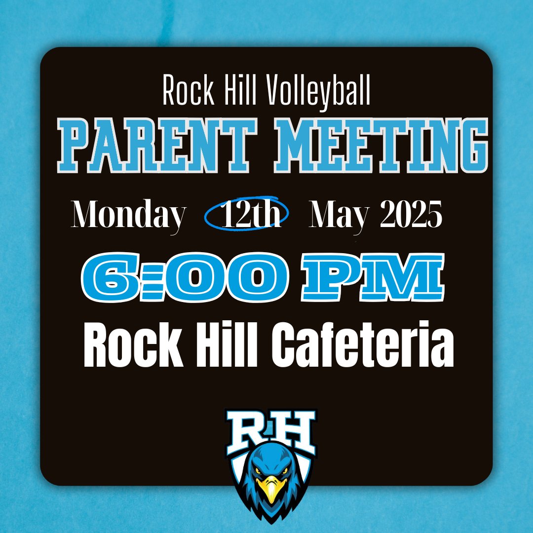 Rock Hill Volleyball (@vb_hill) on Twitter photo Our volleyball parent meeting is next Monday the 12th. We will go over summer expectations, summer camp information, tryouts and our schedule for next year. Hope to see everyone there! Our volleyball parent meeting is next Monday the 12th. We will go over summer expectations, summer camp information, tryouts and our schedule for next year. Hope to see everyone there!
