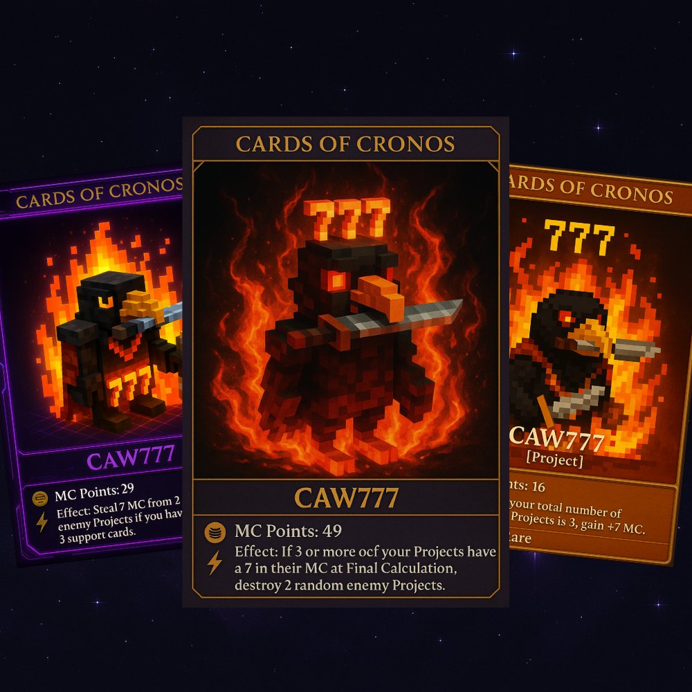Just finished the last project deck <a href="/CAW777onX/">777🤝212</a>. Now just 2 community decks to go and all cards are ready to be converted into nft's! Sorry for the long wait, but it was a bit more work than expected. 

#cardsofcronos #crofam #cronoschain