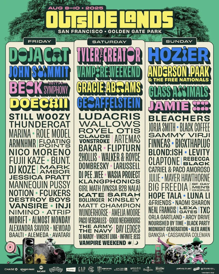 SARAH KINSLEY PLAYING OUTSIDELANDS SATURDAY AUGUST 9TH AND NOT ON MY WEDDING DAY, EVERYBODY CHEER