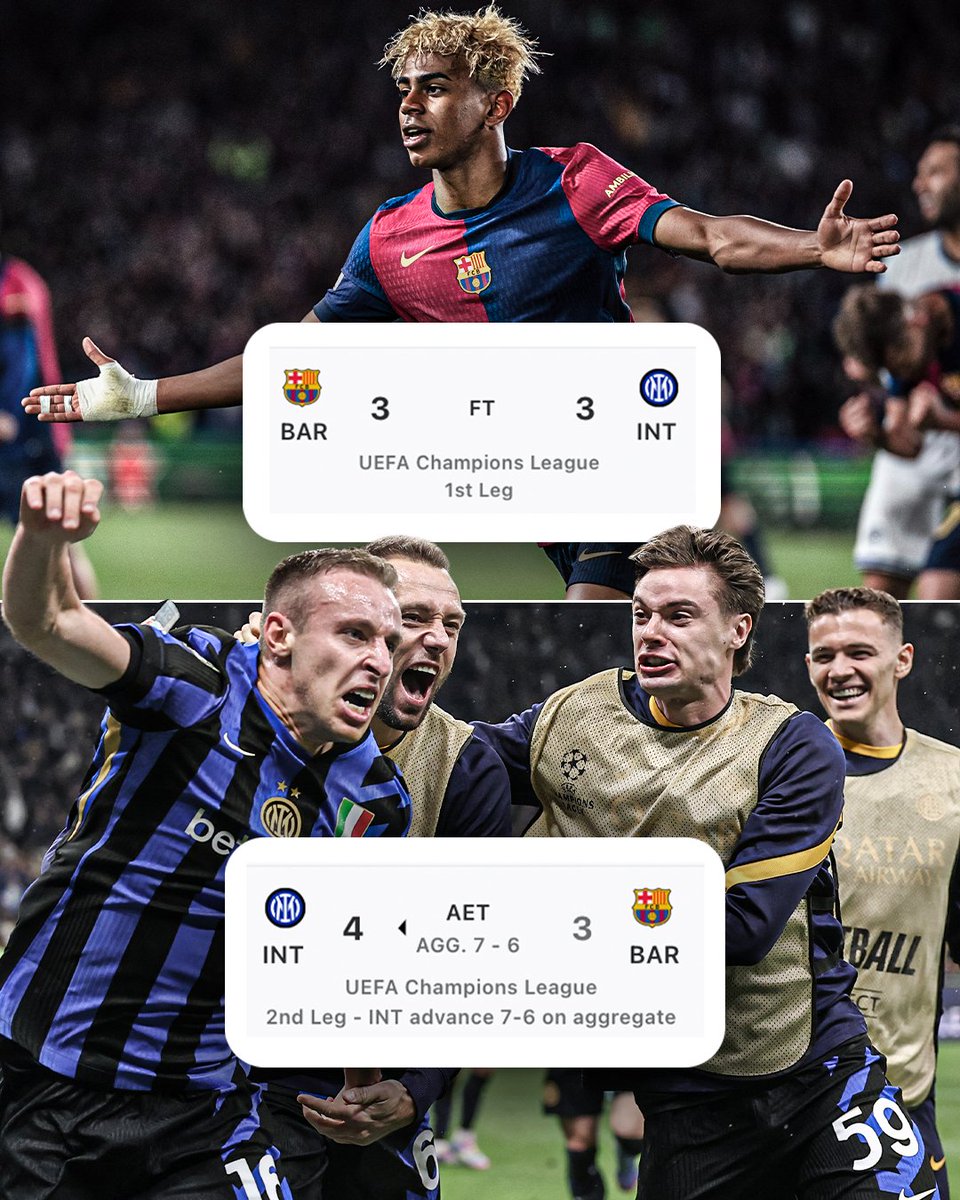 Inter Milan and Barcelona gave football fans two of the most exciting games in recent UCL memory 👏 

All football fans can appreciate this legendary Champions League tie ❤️