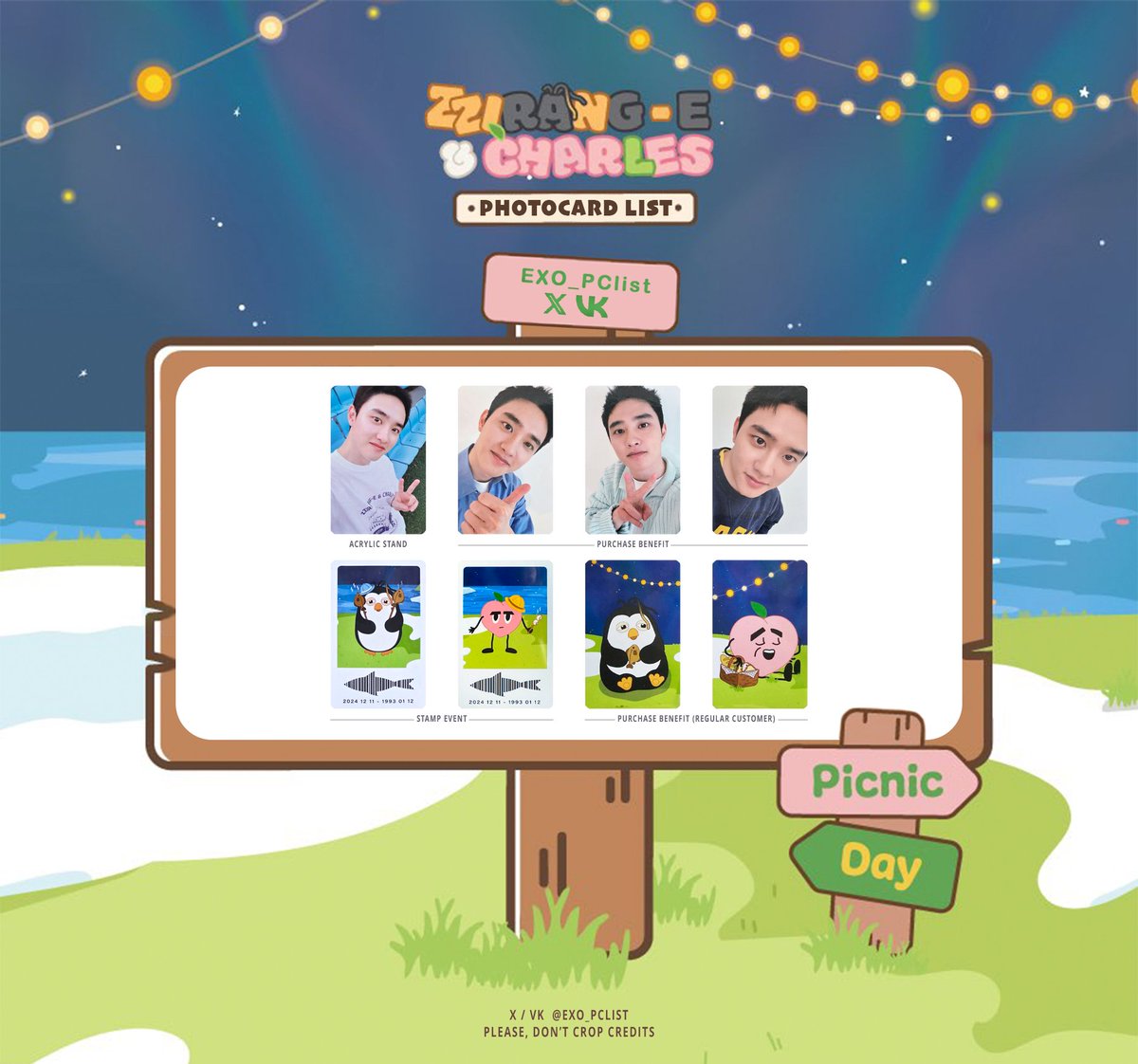 KYUNGSOO | ZZIRANG-E & CHARLES PICNIC PHOTOCARD LIST Full size in