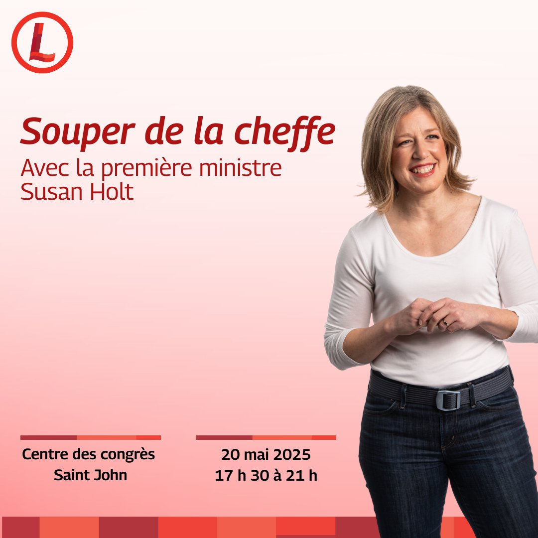 ⏳ Plus que 2 semaines!
 Le Souper de la cheffe approche à grands pas — une soirée avec la Première ministre Susan Holt et son équipe, pleine d’idées fortes, de saveurs locales et d’énergie inspirante.

🎟️ Ne tardez pas — les billets partent vite!
 👉 Réservez le vôtre