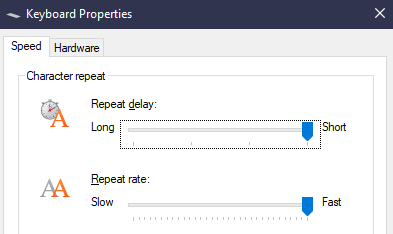 This is something I've done since the beginning of time but setting your keyboard's delay to short and repeat rate to fast makes a huge difference for the better when typing, especially when using Vim.

It is a night and day difference vs the defaults on most operating systems.
