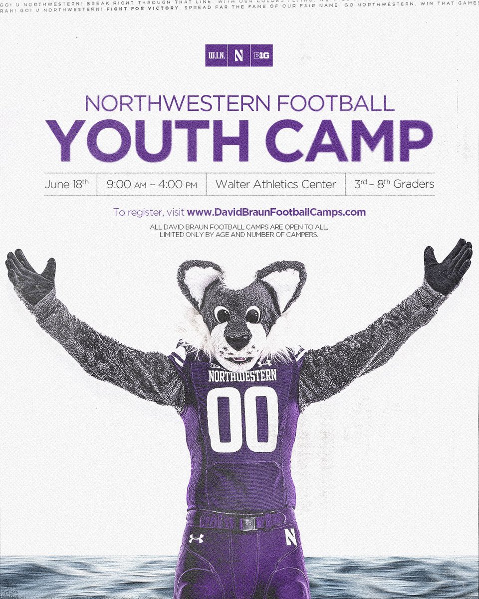 Calling All 'Cats 🗣️😼

Registration for our Youth Camp on June 18 is open! 

DavidBraunFootballCamps.com