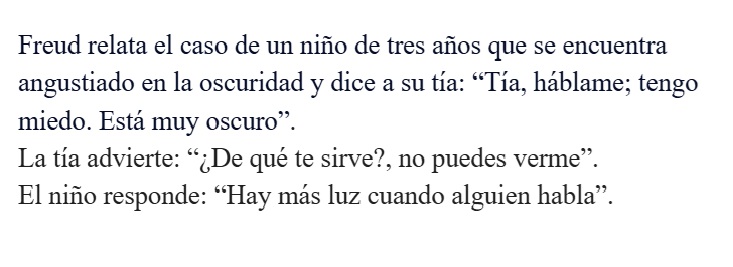 Esta metáfora hermosa sobre cómo una presencia puede llevarse el estado de angustia.