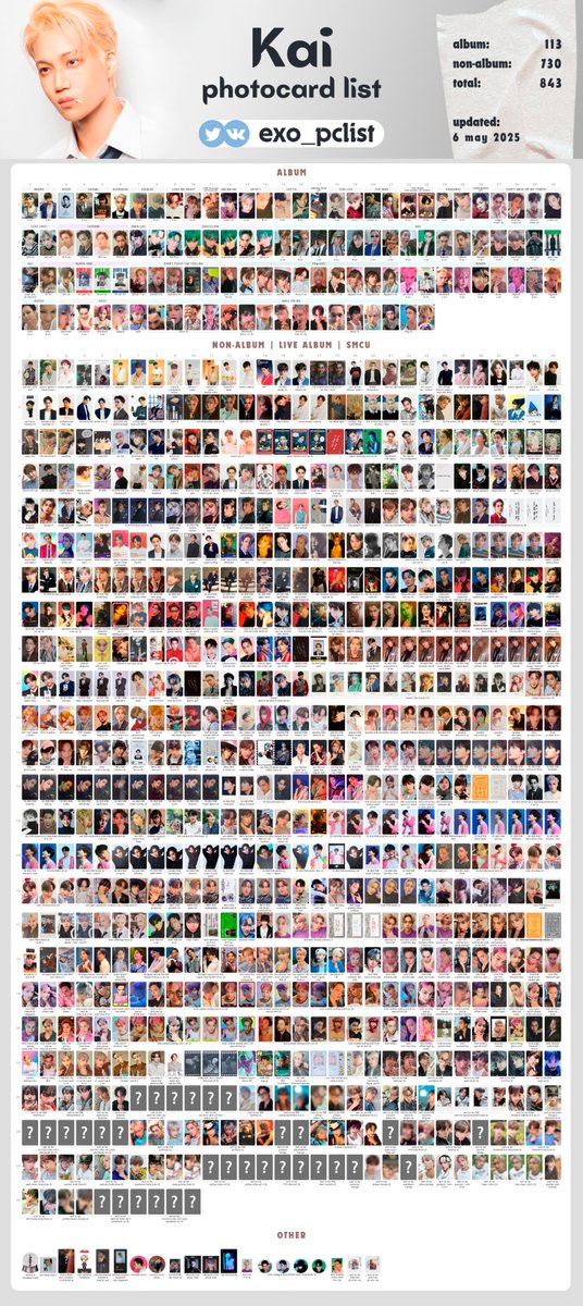 KAI ALL PHOTOCARDS LIST / TEMPLATE UPDATE Full size in bio + 13th