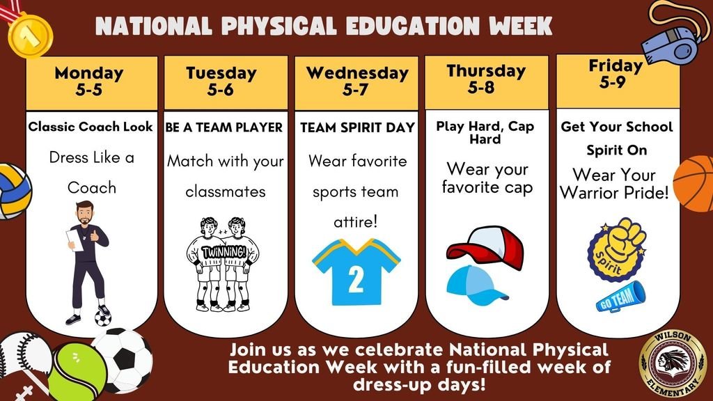 We are still celebrating PE &amp; Sports Week here at Wilson!  It was "Be a Team Player" Day today! 
 Don't miss tomorrow's Team Spirit Day: wear your Favorite sports team attire!