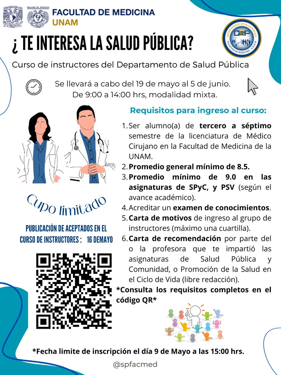 ¡Se parte de la comunidad instructora de DSP! Recuerda que tienes para inscribirte del 6 al 9 de Mayo a las 15:00 hrs y para dejar tu historial académico hasta el 9 de Mayo a las 19:00 hrs .