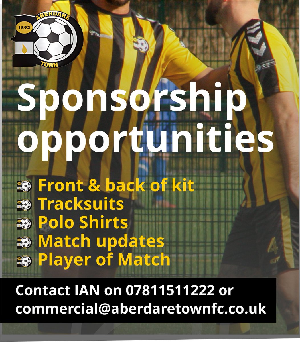 SPONSORSHIP OPPORTUNITIES....

We have several options ahead of next season for your business to be showcased. An ideal way of helping support the Club with plenty of benefits depending on your package.
Get in touch for more information as we want YOU to bePARTofIT 💛🖤
