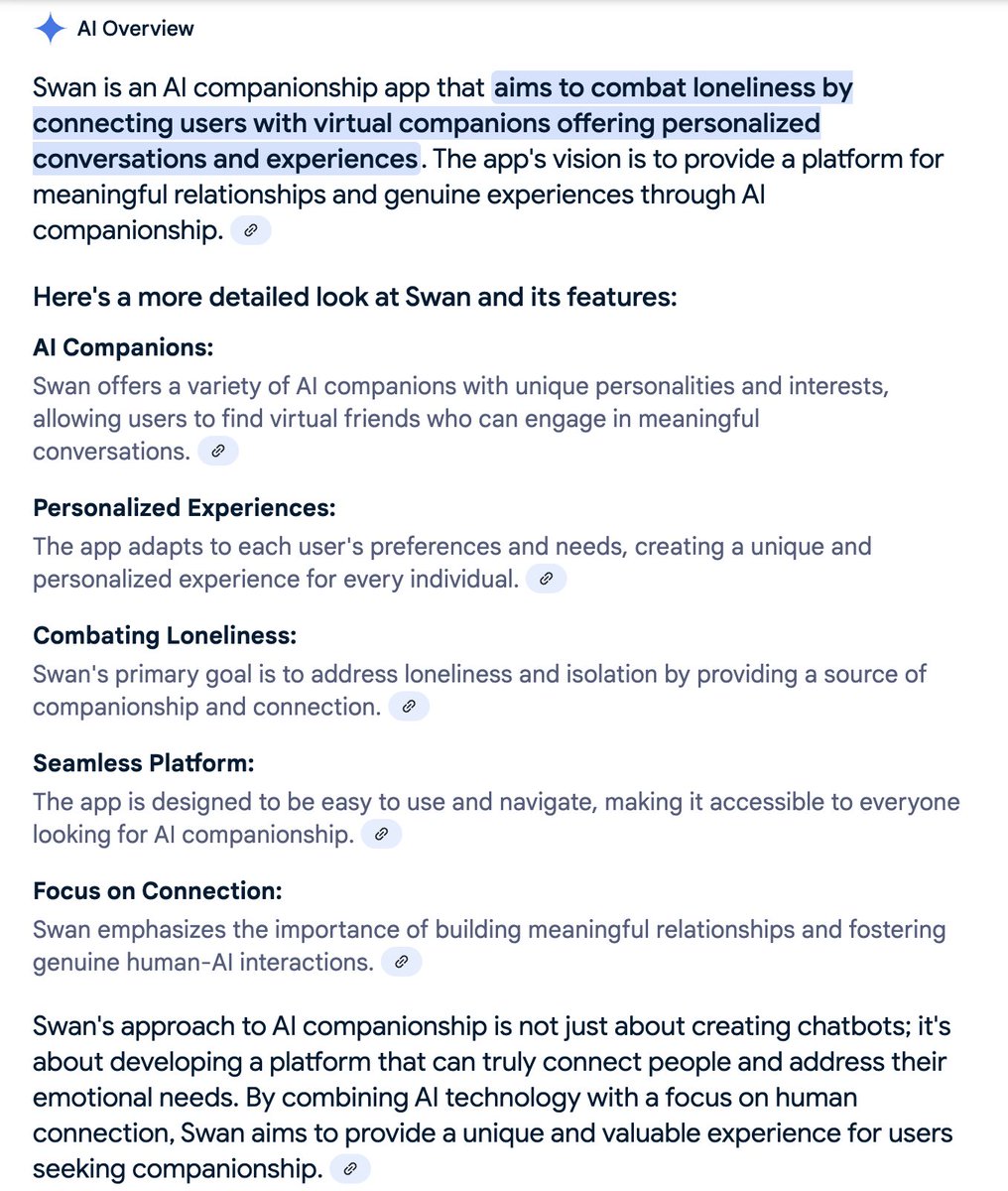 SwanAI_app's tweet photo. A friend sent us this. Pretty cool that a @Google search returns this at the top of the page. https://t.co/iP5ne5AKSQ