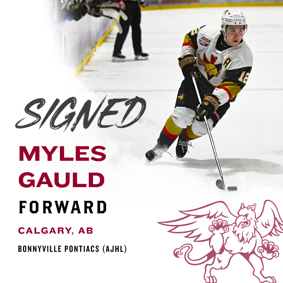 M🏒| RECRUIT
<a href="/GriffinsMHKY/">MacEwan Griffins Men's Hockey</a> bolsters forward group by adding strong two-way versatile winger Myles Gauld, who had 49 points in 46 games for the <a href="/BPontiacs/">Bonnyville Pontiacs</a> in his final <a href="/TheAJHL/">TheAJHL</a> season.
📷 Emma Jonker
#GriffNation

STORY➡️macewangriffins.ca/sports/mice/20…