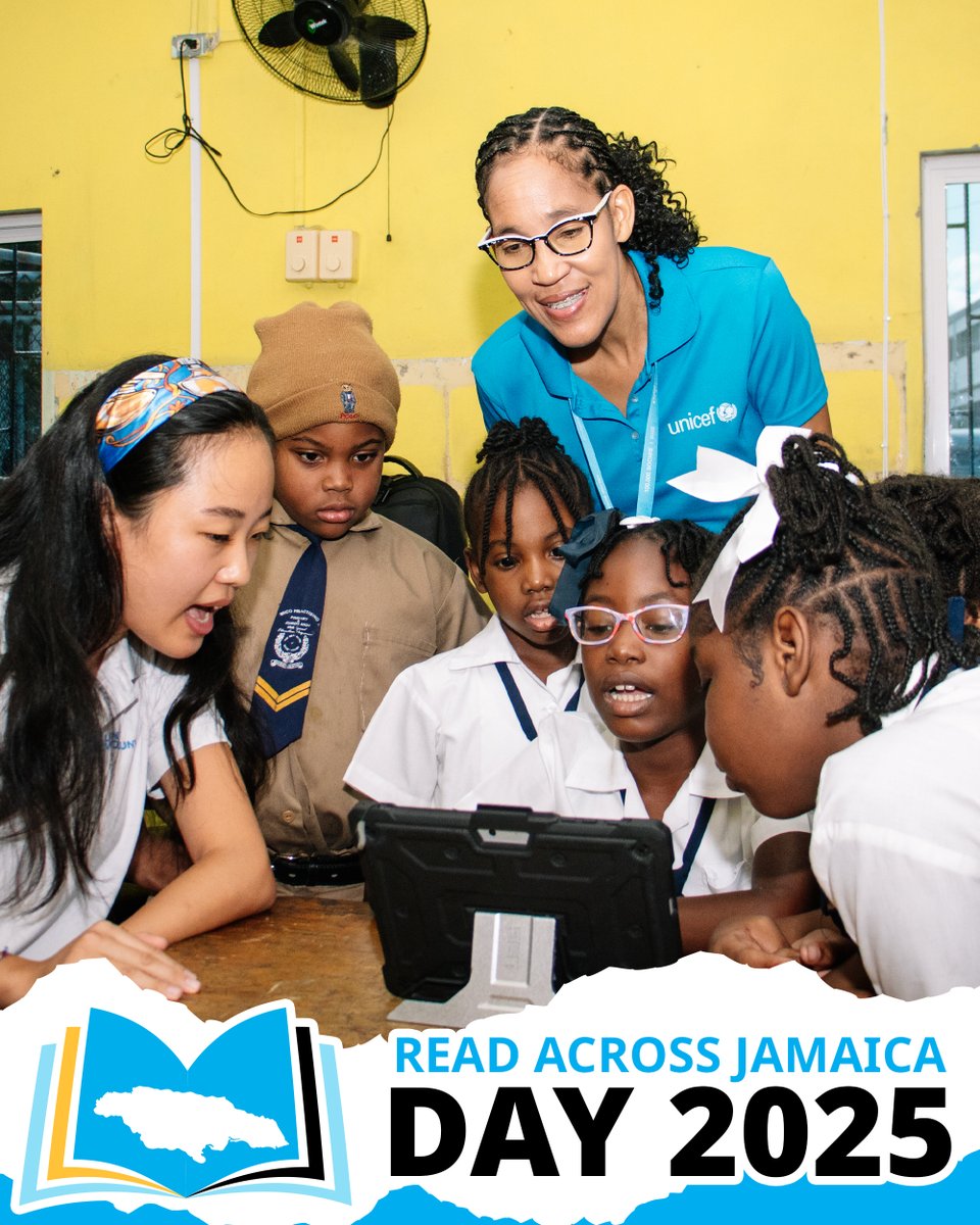 UNICEFJamaica's tweet photo. ๐For #ReadAcrossJamaicaDay, we had the pleasure of visiting The Mico Practising Primary School, where we engaged with bright minds from Grades 1 to 6! Together, we explored the magic of storytelling!
#ReadAcrossJA
#ChildMonthJA
#ChildMonth2025
#EducationWeek https://t.co/LNxZxrkpXf