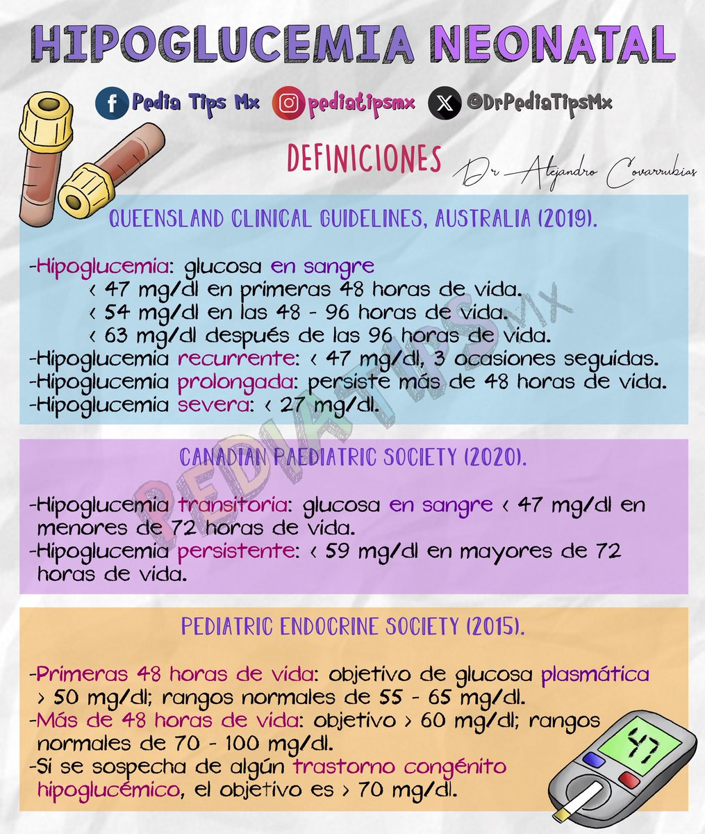 DrPediaTipsMx's tweet photo. Aquí te comparto un breve resumen. Recuerda: NO hay una cifra exacta a partir de la cual esté demostrado el daño neurológico secundario a hipoglucemia en recién nacidos, y es difícil establecer una definición precisa. https://t.co/mseM8q8Cqw