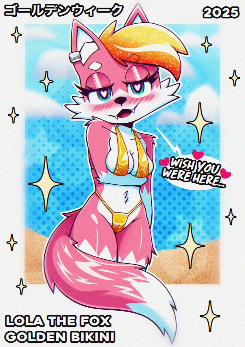 Golden bikini 2025, with Lola 🦊💖✨
Do you like her outfit? 😌
#furry #art #cute #furryart #goldenbikini #goldenweek #ゴールデンウィーク #fox