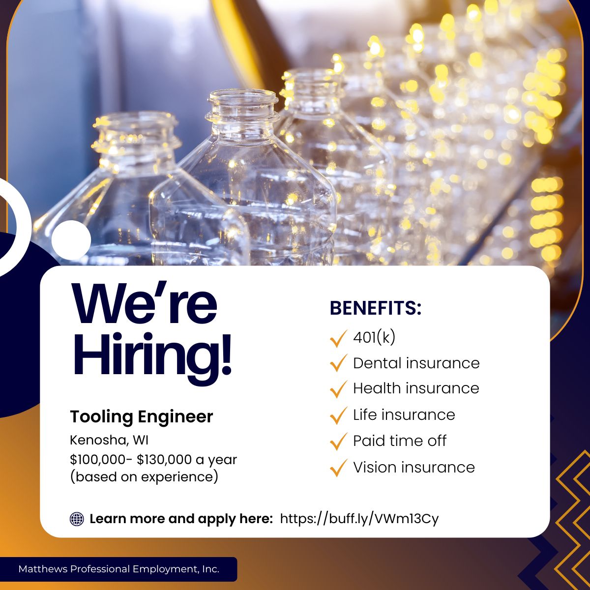 MatthewsEmploys's tweet image. 🚨🔧Are you a hands-on #ToolingEngineer ready to lead tooling and fixture development from concept through #production? A manufacturing company in Kenosha, WI, is looking for a Tooling Engineer.
Learn more about this #jobopportunity and apply here ➡ buff.ly/VWm13Cy