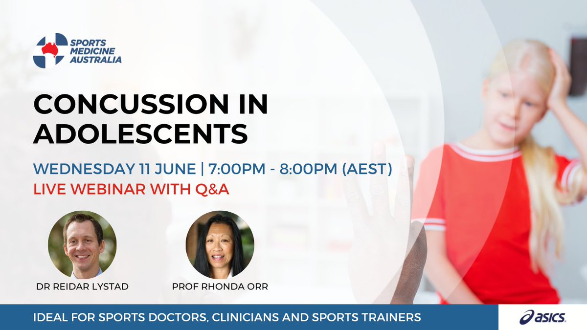 Join experts Dr Reidar Lystad and Prof Rhonda Orr for an insightful session on concussion in adolescents - how it differs from adults, why return-to-learn comes first, and how to support recovery with evidence-based strategies. 

👉 Register now: zurl.co/XV7zs