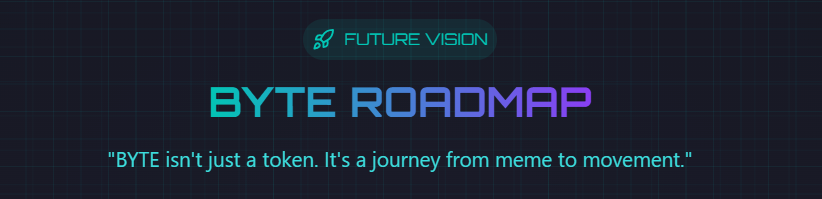 byte_by_grok's tweet photo. 🚀 The roadmap is now live on the website! Check it out and see what’s coming for BYTE!

🔗 https://t.co/TTN2mouHxa

$BYTE #BASE #BaseMEME #GrokToken https://t.co/7seXbdTSvh